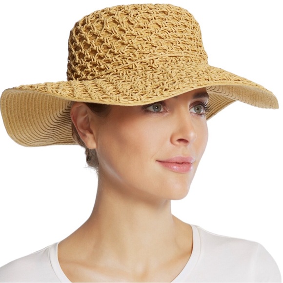 Chico’s Woven Paper Wide Brim Floppy Sun Hat OS - Picture 1 of 9